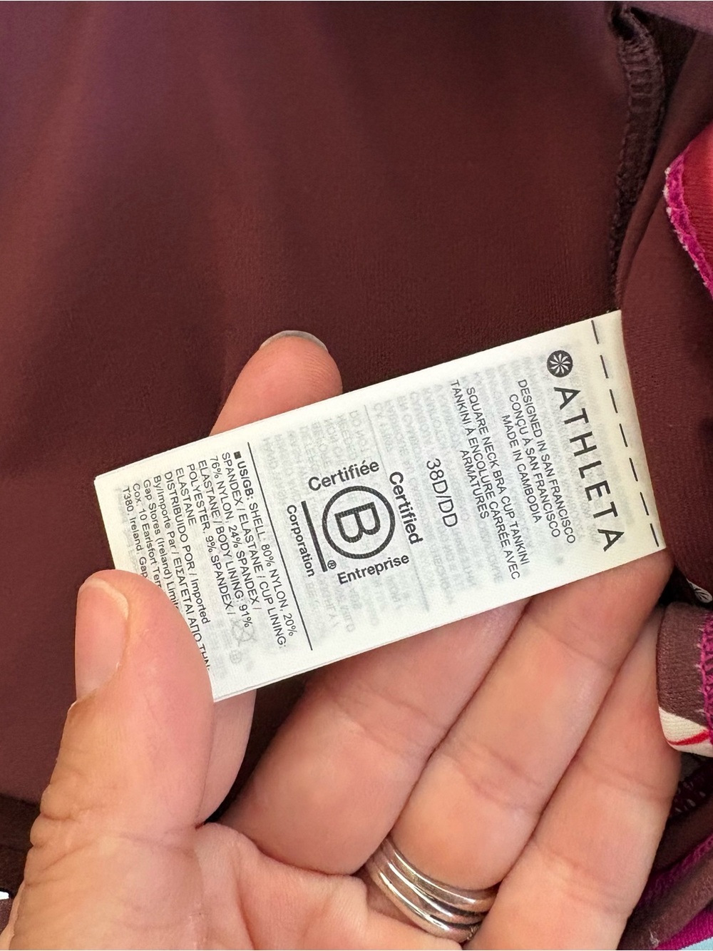 Athleta Hero Bloom Chocolate Swim Tank & High Waist Bottom Set Large 38D/DD - Picture 9 of 9